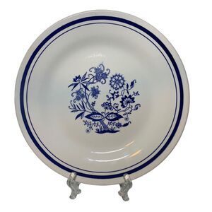 Vintage Oxford Blue and White Floral 9" Dinner Plate Blue Onion Made in Brazil